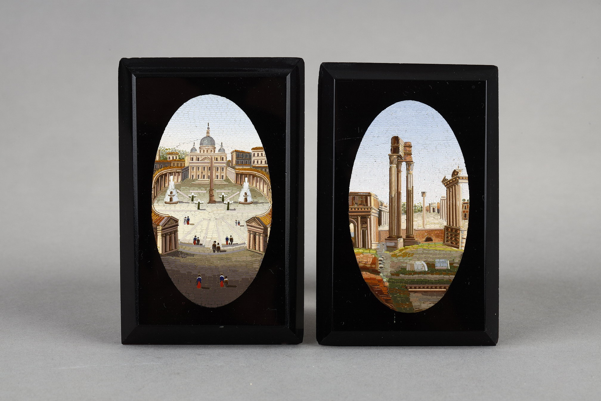 Two 19th-century micromosaic plaques, Italy